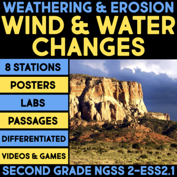 Preview of Wind & Water Changes - Weathering & Erosion Activities 2nd Grade Science Centers