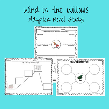 Preview of Wind in the Willows Adapted Novel Study for SPED