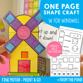 Preview of Windmill Shape Craft for Math Fine Motor and Alphabet