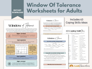 Preview of Window of Tolerance, Adult Worksheets, Trauma Therapy, Anxiety Relief