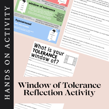 Preview of Window of Tolerance Poster and Reflection Autism, Anxiety, Stress, Trauma, ADHD