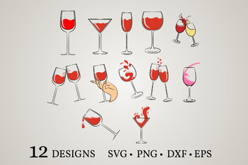 Download Wine Glass Bundle Svg Wine Glass Svg Wine Glass Clipart Drinking Svg