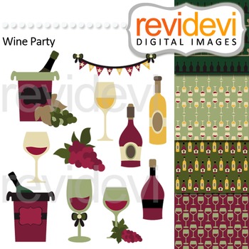 Preview of Wine tasting clip art - wine bottles and wine glasses. Wine Party Clipart