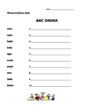 Preview of Winners Never Quit - ABC Order -  Journeys 1st Grade