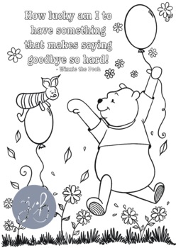 Winnie The Pooh Digital Print Coloring Page How Lucky I Am Tpt