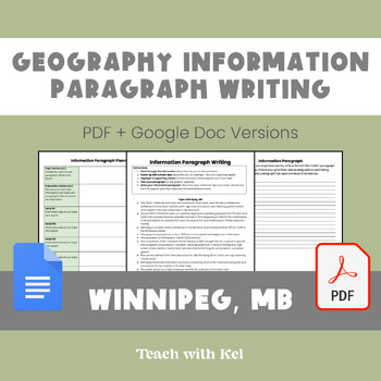 Preview of Winnipeg Writing Task - Geography Information Writing Assignment