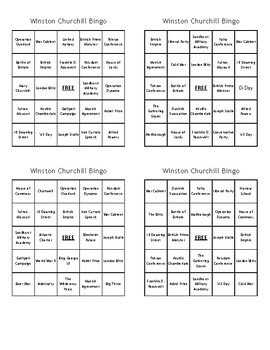 Preview of Winston Churchill Bingo - (100) Different Cards - Just Print, Cut, and Play!