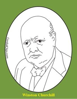 Winston Churchill Clip Art, Coloring Page, or Mini-Poster by Cordial Clips