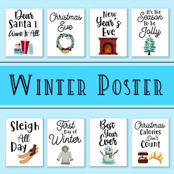 Preview of Wint Season Posters, 8.5x11" Classroom Poster Pack, Christmas Printable Wall Art