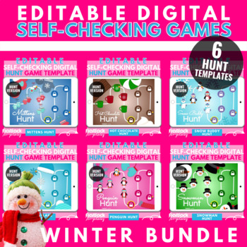 Preview of Winter HUNT Google Slides PowerPoint Editable Game Templates Bundle