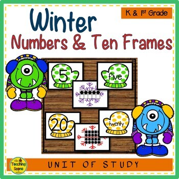 Preview of Winter 0-25 Number, Ten Frame & Number Word Match