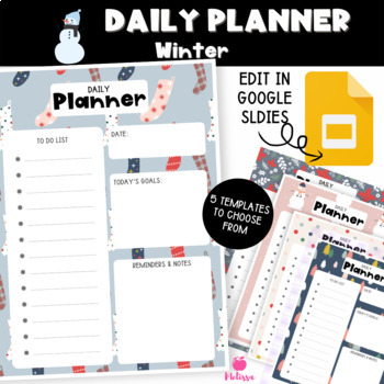 Preview of Winter 1 Daily Planner (Google Slides Editable)