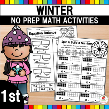 Preview of Winter Math Activities | No Prep Worksheets | January Morning Work 1st Grade