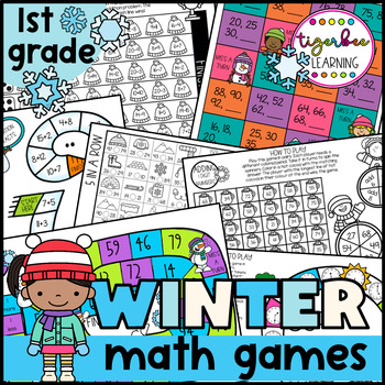 Winter 1st grade common core math games NO PREP printables by Tigerbee ...