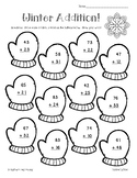 Winter 2-Digit Addition Practice Worksheet Pack - with and