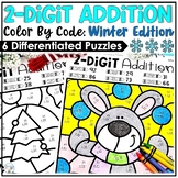 Winter 2 Digit Addition | Winter Color by Number | Winter 