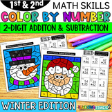 Christmas-Color by Number 2-Digit Addition and Subtraction
