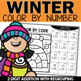 Winter 2 Digit Addition with Regrouping Coloring Sheets