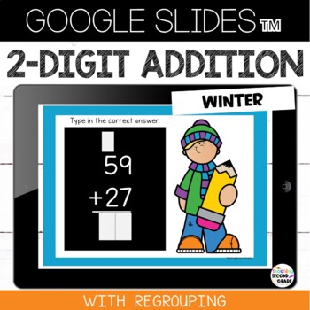 Preview of Winter 2 Digit Addition with Regrouping Google Slides™