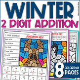 Winter 2 Digit Addition with & without Regrouping Color by