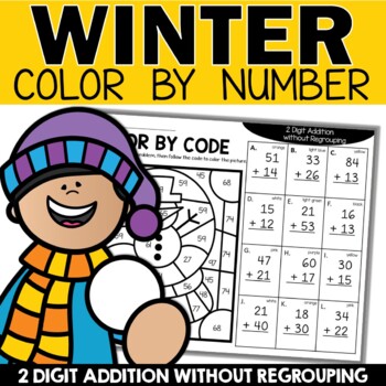 Preview of Winter 2 Digit Addition without Regrouping Coloring Sheets