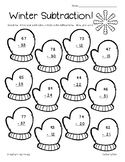 Winter 2-Digit Subtraction Practice Worksheet Pack - with 
