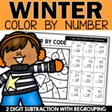 Winter 2 Digit Subtraction with Regrouping Coloring Sheets