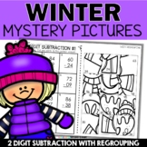 Winter 2 Digit Subtraction with Regrouping | Cut and Paste