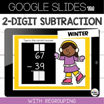 Preview of Winter 2 Digit Subtraction with Regrouping Google Slides™