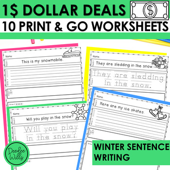 Preview of Dollar Deal Winter Sentence Writing & Handwriting Practice Activities