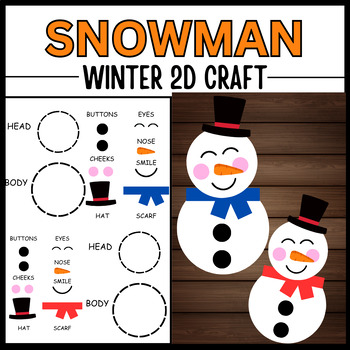Preview of Winter 2D Cute Snowman Paper Craft | Red & Blue Snowman