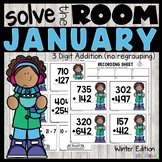 Winter 3 Digit Addition without Regrouping Task Cards Morn