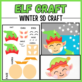 Preview of Winter 3D Elf Paper Craft | Elf Face Craft