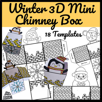 Preview of Winter 3D Mini Chimney Box Templates: Christmas Arts & Crafts Activities