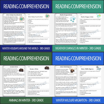 Preview of Winter 3rd Grade Guided Reading Comprehension Passage & Questions Bundle