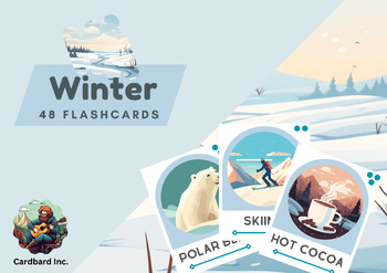Preview of Winter season 48 flashcards with syllables, vocabulary cards, ESL
