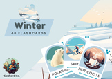 Winter season 48 flashcards with syllables, vocabulary cards, ESL