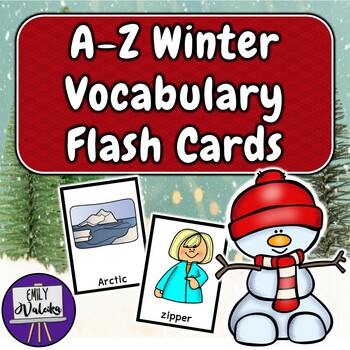 Preview of Winter A-Z Flash Cards - December Word Wall, Write the Room, ABC Order Practice