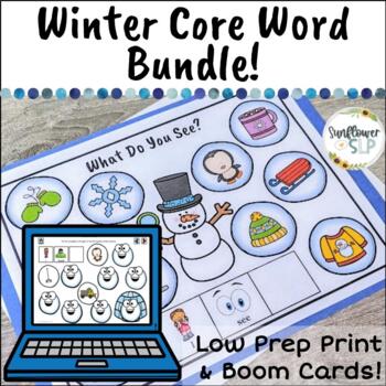 Preview of Winter AAC Core Word Print and Boom Card Bundle for Speech Therapy