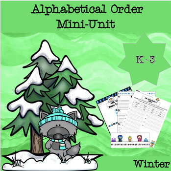 Preview of Winter ABC Order (Alphabetical) Worksheets, Posters, and Visual Aids Mini Unit