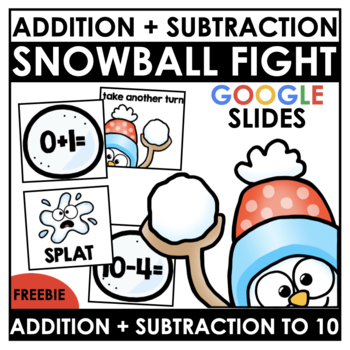 Preview of Winter ADDITION "SPLAT" Adding within 10 Digital | Google Slides FREEBIE