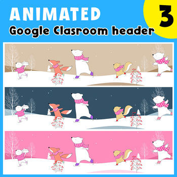 Preview of Winter ANIMATED Google Classroom Header Banners - 3 version included