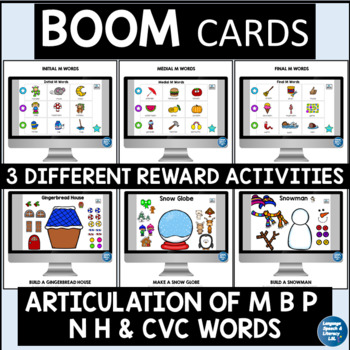 Preview of Winter Articulation Activities for Speech Therapy, Boom Cards, Preschool