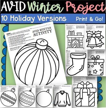 Preview of Winter Christmas Activities AVID Craft Activity College Research Ornament