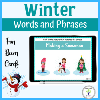 Preview of Winter Action Verbs Boom Cards | Winter Words and Phrases
