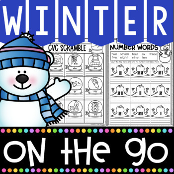 Preview of Winter Activities for Kindergarten with phonics, math, syllables, rhyming & more
