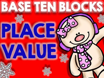 Preview of Winter Activities Base 10 Ten Blocks Place Value Clip-it cards and worksheets!