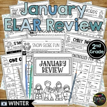 Preview of Winter Activities 2nd Grade ELAR REVIEW No Prep Printables | December | January