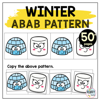 Preview of Preschool Winter Math Worksheets AB Pattern Cut and Paste Holiday Activities