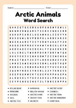 Word Search Puzzle Arctic Animals Stock Vector - Illustration of activity,  clipart: 174512665